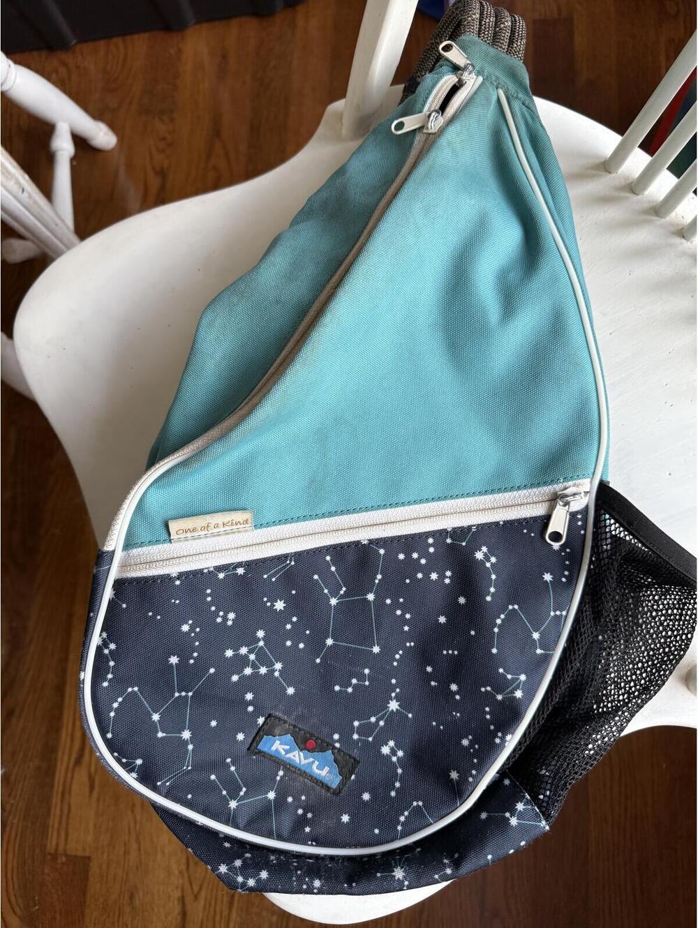 KAVU One of a Kind Constellation Sling Bag Backpack Teal Navy Rope Strap